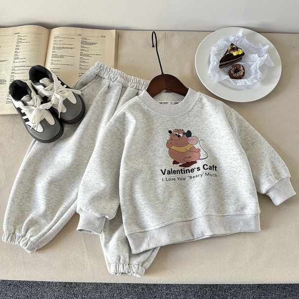 New Spring Cotton Sweatshirt Set Children, Cute Cartoon Long-Sleeve Two-Piece Set, Korean Style Casual Children's_desvips.com
