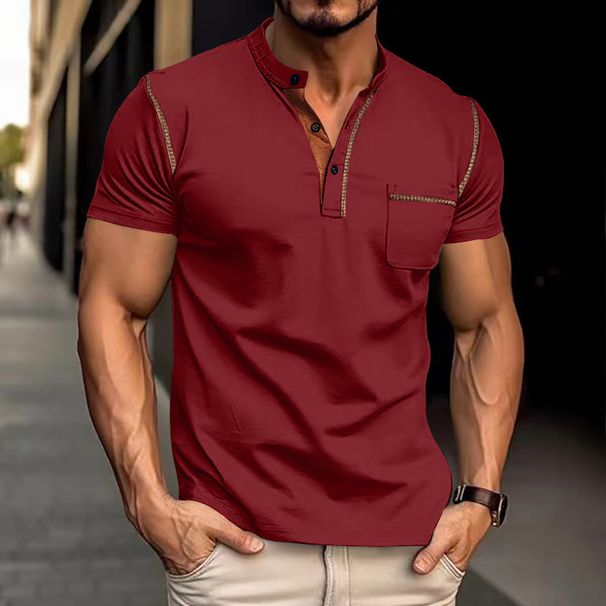 Cross-border Independent Website European American Men's Fashion New Short-sleeve T-shirt Trendy Brand Summer Solid_desvips.com