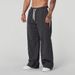 2025 Autumn New Track Men's Loose Casual Wide Leg Trendy Splicing Breathable American Sports Pants_desvips.com