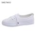 2021 Low Platform Women Female Pu Leather Walking Sneakers Loafers White Flat Slip On Casual Shoes_desvips.com