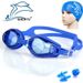 Swimming Suit Waterproof Goggles Silicone Swimming Goggles + Pu Swimming Cap + Silicone Nose Clip Earplugs Set_desvips.com