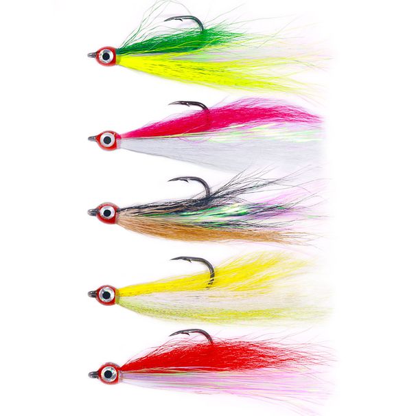 5PCS Fly Fishing Flies Streamer Bucktail Teasers Fishing Hook Fly Hooks Trout Salmon Bass Fly Fishing Lures Fishing Tackle Tools_desvips.com