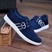 Odorless Slip Resistant Men's Navy Blue Teen Boys Casual Lace Up Canvas Sneakers Cheap Student Shoes Comfortable_desvips.com