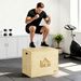 Cajón De Salto De Madera 3 En 1 Con 2 Mango Hueco Carga 120 Kg Para Oficina Gimnasia 61x51x76 Cm Madera Natural_desvips.com