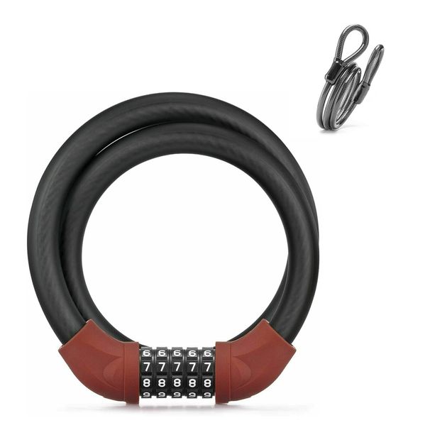 ROCKBROS bicycle lock cable lock combination lock+security cable steel MTB_desvips.com