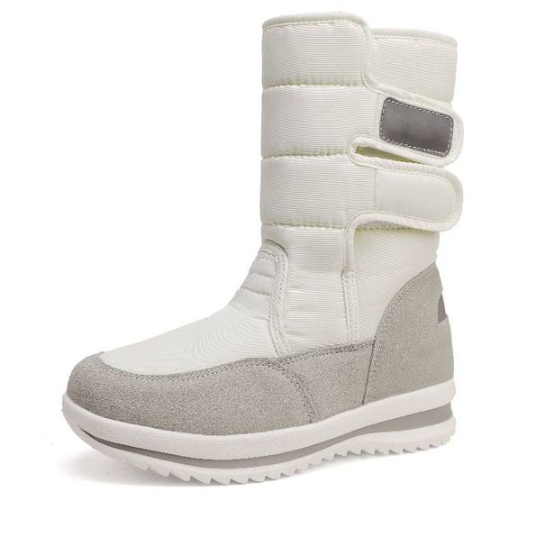 Ski Boots New Large Size Thick Snow Boots Women's Casual Cotton Shoes Non Slip And Water Resistant White High Top Snow Boots_desvips.com