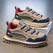 Fashion Sneakers Jogging Shoes Walking Shoes Youth Men Artificial Leather Splicing Low Top Lace-Up Thick Sole Non-Slip Wear-Resistant Running Shoes_desvips.com