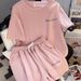 Women's Summer New Sports Running Outfit, Short-sleeved Loose-fitting Versatile Wide-leg Shorts, Youthful Casual_desvips.com