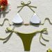 2025 New Solid Color Tie Three-Piece Sexy Beach Hot Spring Swimsuit Bikini_desvips.com