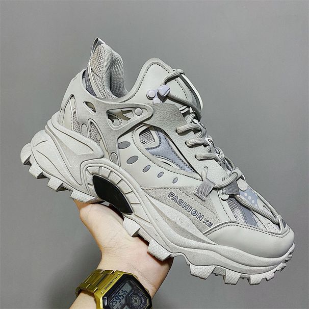 2026 Fashion Sneakers Jogging Shoes Men Synthetic Leather + Fabric Low Top Lace-Up Breathable Thick Sole Non-Slip Wear-Resistant Running Shoes 39-46_desvips.com