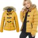 Autumn And Winter Clothes, Short Hooded Warm Jacket, Cowhide Button Decoration, Women's Cotton Clothes_desvips.com