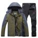 Outdoor Sports Men's Fleece Lined Thick Warm Loose Two Piece Ski Set For Autumn And Winter_desvips.com