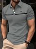 Summer Men's Slim-fit Printed Lapel Short-sleeved Shirt With LOGOPolo_desvips.com