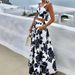 Women's Clothing Fashion Temperament Printed Midi-length Half-length Top and Skirt Two-piece Set_desvips.com