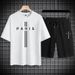 Summer Cotton Cross Print Short Sleeve + Shorts Loose Fit Sports Breathable Two-Piece Set Men's Clothing_desvips.com