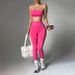 Women's Yoga Outfit Set Color Blocked Tube Top Peach Shaped Hip Slim Fit Trousers Fitness Sportswear Popular_desvips.com