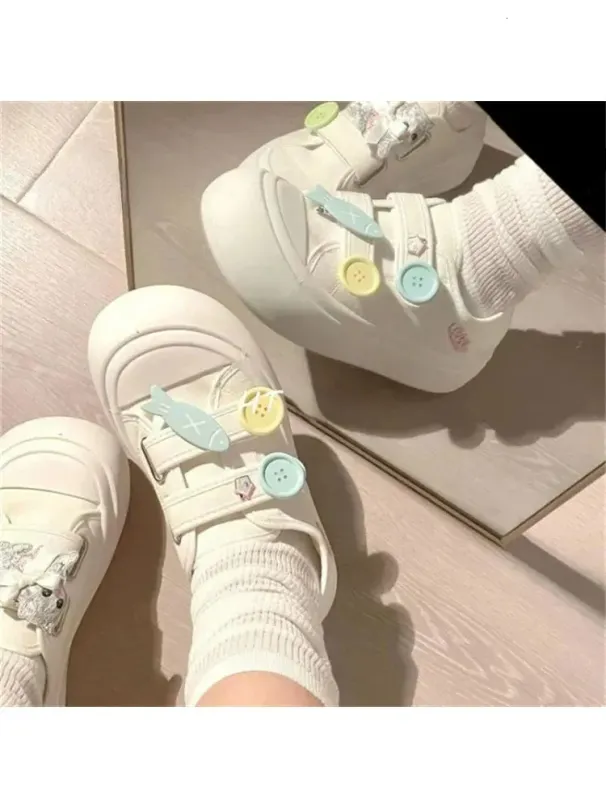 Kawaii Fish Platform Sneakers White Shoes Woman Casual Flats Spring Summer Tennis Female Vintage Vulcanize Cute Footwear_desvips.com