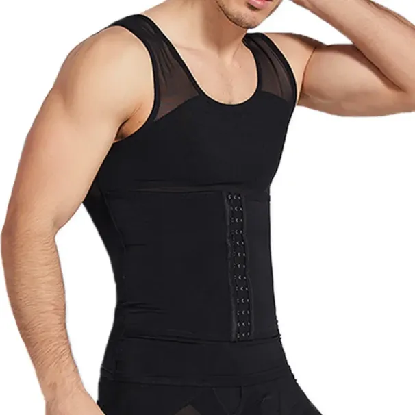 Mens Body Shaper Compression Vest Abdomen Shapewear Tummy Slimming Sheath Gynecomastia Shapers Corset Waist Trainer_desvips.com