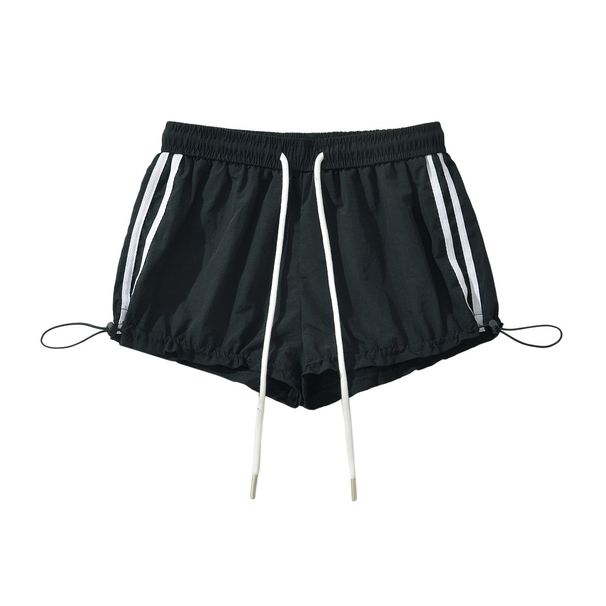 Women's Sports For Spring Summer, New European And American Style, Side Stripe Casual Pants, Trendy Elastic Waist Shorts_desvips.com
