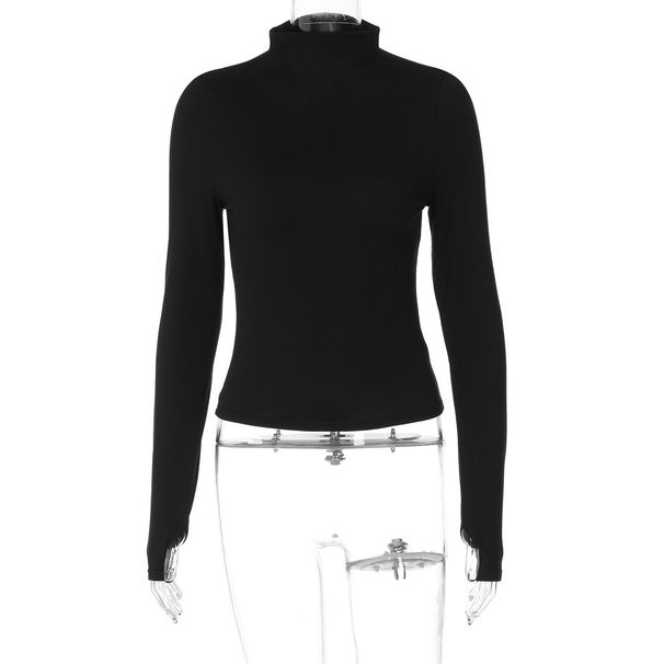European And American Style Women's Clothing 2025 Early Autumn New Fashion Slim-fit Cropped Long-sleeve Knitted T-shirt_desvips.com