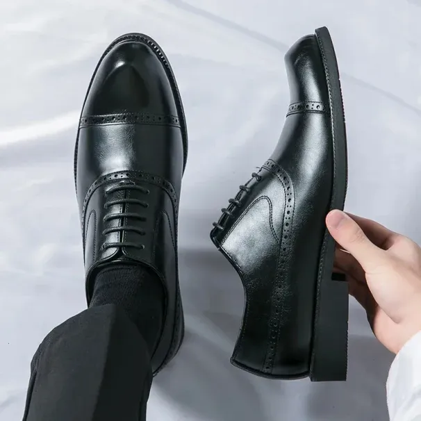 Handmade Wingtip Oxford Leather Gray Brogue Dress Classic Business Formal Mens Zapatillas Hombre Shoes 250226_desvips.com