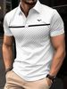 Summer Men's Slim-fit Printed Lapel Short-sleeved Shirt With LOGOPolo_desvips.com