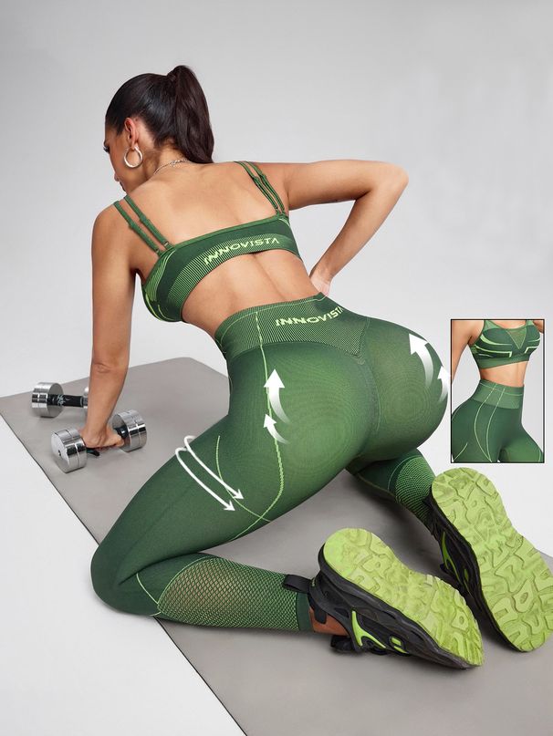 Sexy Women's Yoga Bra And Pants Hollowed Out Backless Solid Color Set_desvips.com