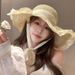 Summer Sun For Women 2025 New Style Beach Vacation Wide Brim Fisherman Sunshade Ribbon Straw Hat_desvips.com