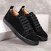 Suede Fashion Designer Men's Casual Breathable Solid Color Low Top Sneakers Black All-match Flat Shoes_desvips.com