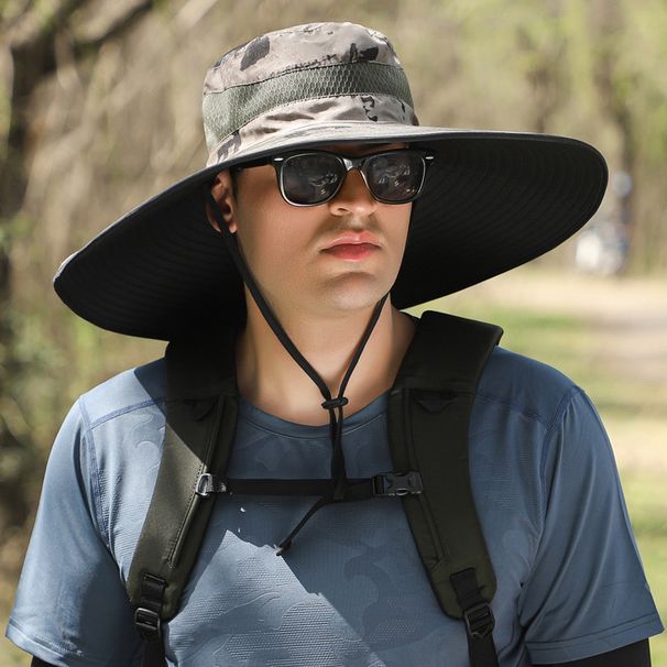 15cm Large Brim Outdoor Sun Hat For Men Summer Sun Protection Quick Drying Fishing Hat Casual Hiking Fisherman Hat_desvips.com