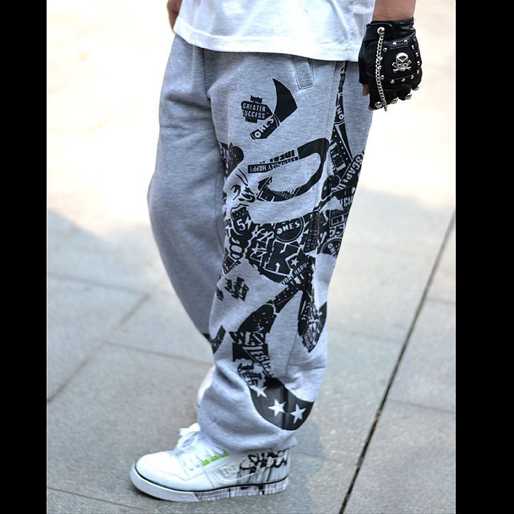 urban streetwear sweatpants – oversized letter print joggers for men (black/white)_desvips.com