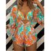 Women's Swimsuit Sun Protection New Korean Style Three-Piece Bikini Leaf Print Waist-Tied Long Sleeve Beachwear_desvips.com