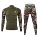ESDY Outdoor Sports Underwear Men's Cycling Fleece Camouflage Thermal Set Sweat-Absorbent Breathable Tight-Fitting Low_desvips.com