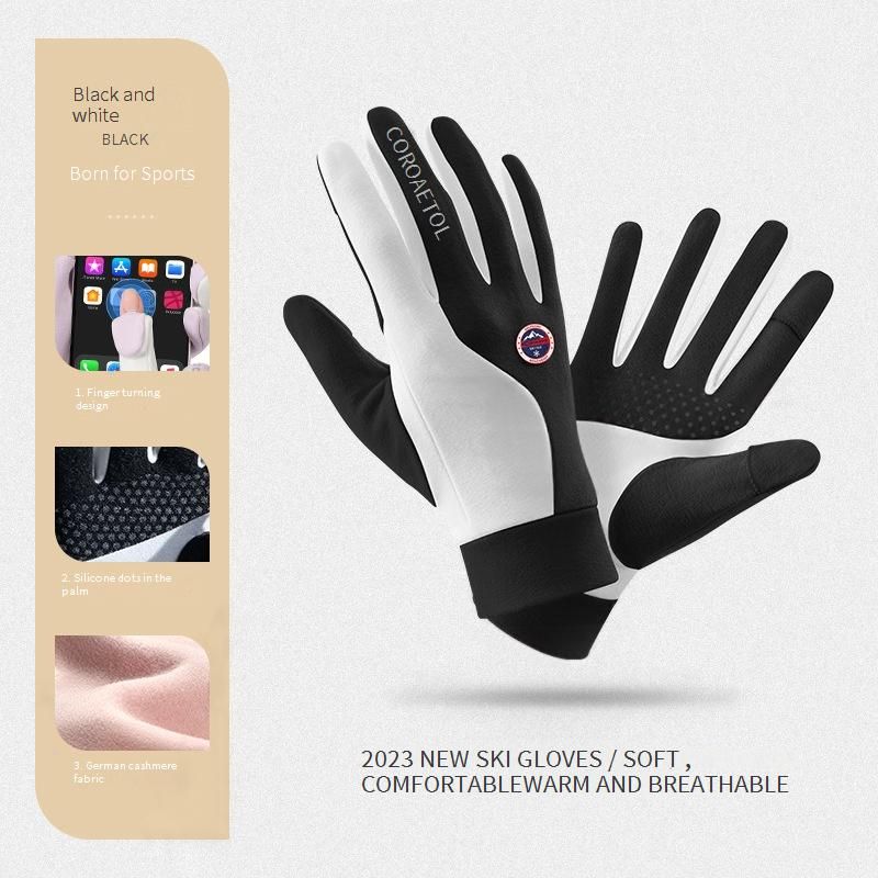 Thermal Ski Gloves Winter Waterproof Windproof Anti-Slip Liner Gloves For Outdoor Cycling Hiking Mountaineering (Black, Pink, Purple, Panda)_desvips.com