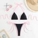 Sexy Lace-up Solid Color Bikini Swimsuit Women's Three-point Bikini_desvips.com