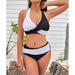 New Color-coded Cross-neck Bikini High-waisted Two-piece Swimsuit_desvips.com