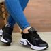 Single shoes new fashion low-top shoes daddy round head mid-heel lace-up net casual style sneakers_desvips.com