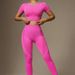 Women's Yoga Suit Seamless T Shirt And Pants High Waisted Quick Drying High Elasticity Hip Lifting Sports Outdoor Fitness_desvips.com