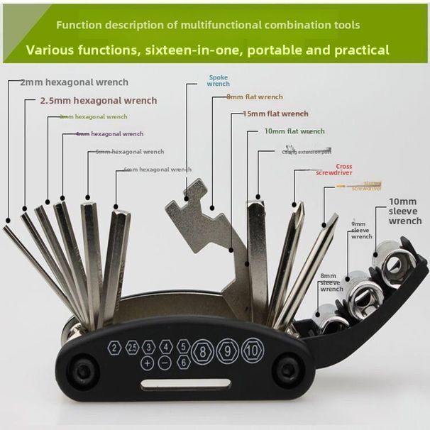 Tools Mountain Bike Tire Repair Set Wrench Bicycle Special Multi-Function Combination Tool Kit_desvips.com
