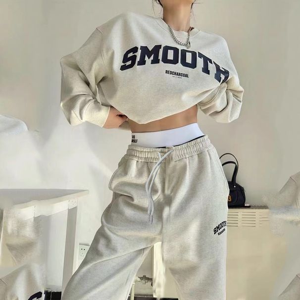 Women's Active Sets Casual Sportswear Suit For Women In Autumn Loose And Versatile Sweatshirt And Sweatpants Student Running Two Piece Set_desvips.com