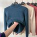 Women's Fleece-Lined High Neck Sweater - Warm Winter Knit Pullover With Soft Thermal Fabric, Cozy Casual Turtleneck Top For Cold Weather_desvips.com