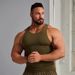 YOUNGLA American Style Summer Knitted Ice Silk Ribbed Fitness Sports Casual Slim Fit Men's Tank Top_desvips.com