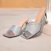 Women's Shoes High New Silver Irregular Heel Slip-On Party Evening Square Toe Mesh Fashion Sandals_desvips.com