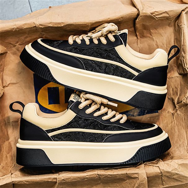 Spring 2027 Fashion Sneakers Skateboarding Shoes Youth/Men Artificial PU Splicing Low Top Lace-Up Breathable Non-Slip Wear-Resistant Running Shoes_desvips.com