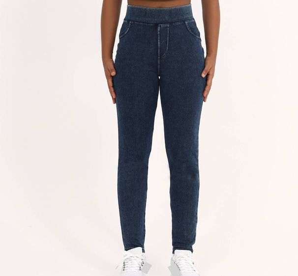 Women's High Waisted Denim Yoga Pants Slimming Hip Lifting Tummy Controlling Double Pocket Cropped Fitness Pants_desvips.com