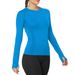 Women's Seamless Long Sleeve Yoga Tops Breathable Athletic Sports Running Shirt With Lightweight Slim Fit Active Tops_desvips.com