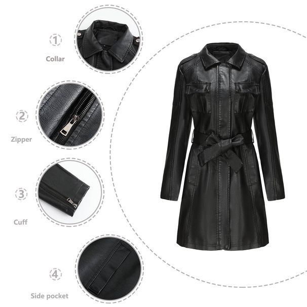 elegant trench coat for women – slim fit long leather windbreaker (bury/dark brown, sl)_desvips.com
