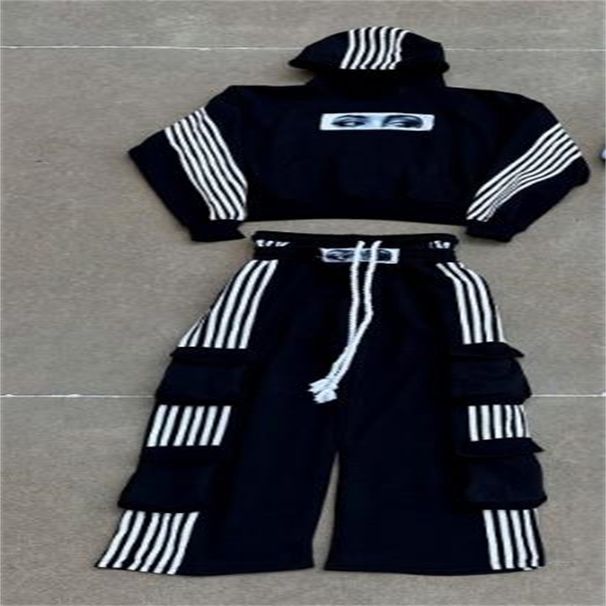 2026 Fashion European-USA Style Tracksuits Youth/Men Long Sleeve Hooded Sweatshirts + Lace-Up Double Waist Cartoon Print Splicing 2 Piece Sport Sets_desvips.com