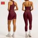 Women's Quick Drying Seamless Backless Yoga Set European American Style Fitness Sports Wear for Running Tight Fitting_desvips.com