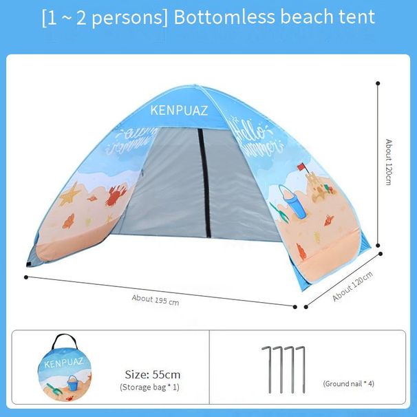 Beach Tent With Silver-Coated Polyester Fabric - Waterproof & UV Protection Front/Rear Ventilation For Spacious Outdoor Shelter_desvips.com